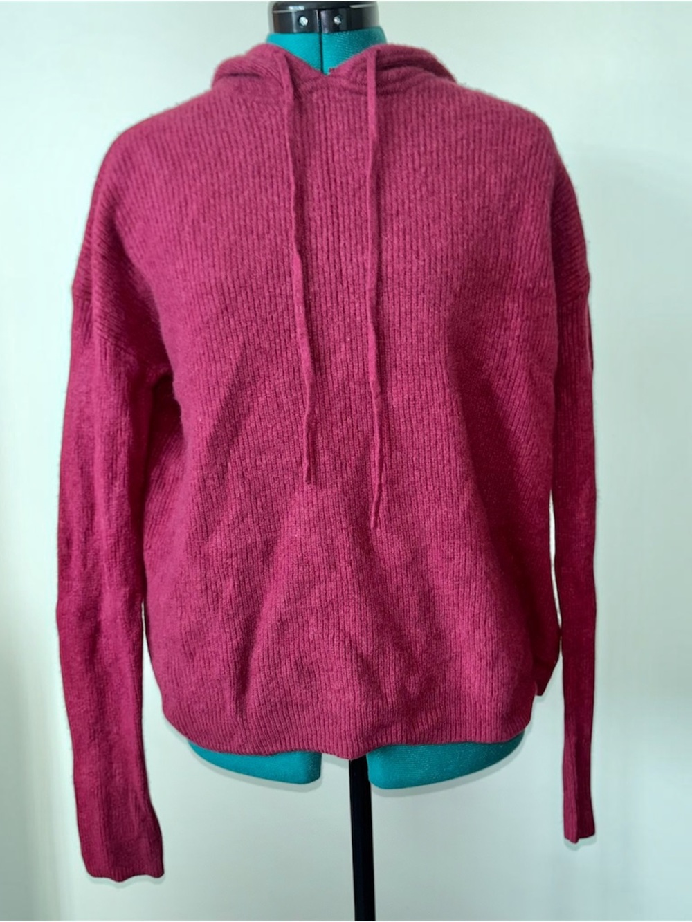 Womens Maroon Burgundy Knit Hooded Sweater